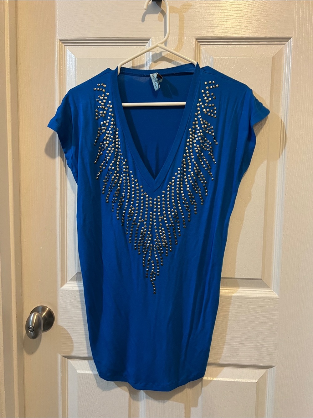 Guess by Marciano Cobalt Blue V-Neck Studded Tunic